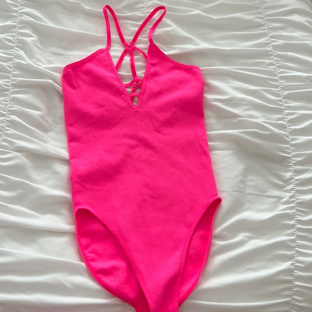 Free People Movement neon pink bodysuit - size XS/S
